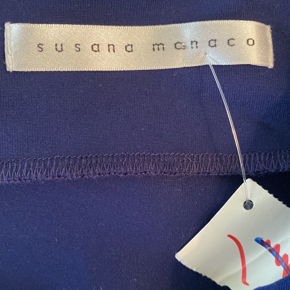 NWT Susana Monaco Navy Blue Gather Empire Waist Scoopback Tunic Dress - L - Picture 11 of 12